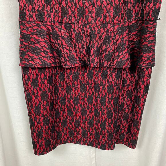 Torrid x Rebel Wilson Red&Black Lace Peplum Sheath Midi Dress Sz.26W - Picture 7 of 15